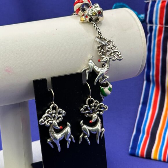Brighton Christmas Theme Silver Plated Charm Bracelet & Earrings - Picture 5 of 16